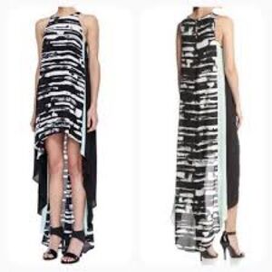 Philosophy Black and White Striped Midi Dress Hight And Low Sz S